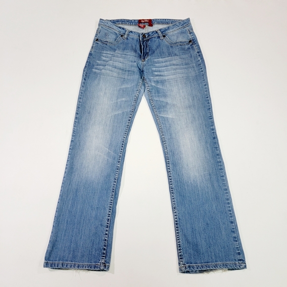 RUE BLUE ♡ Sweet Thin Stretchy Comfy Denim Faded 'n Distressed Blue Jeans 8 - Picture 2 of 14